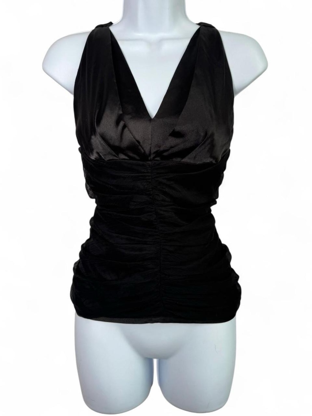 Arden B Black Ruched V-Neck Camisole